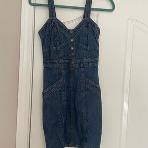 Chic Denim Mini Dress with Button Detail